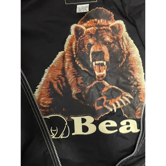 VINTAGE BEAR Windbreaker JACKET Logo MEN'S SIZE Large Black - Picture 6 of 11
